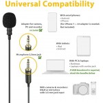 Professional Grade Lavalier Clip On Microphone - Lav Mic for Camera Phone iPhone GoPro Video Recording ASMR - Small Noise Cancelling 3.5mm Tiny Shirt Microphone with Easy Clip On System Professional Grade Lavalier Clip On Microphone - Lav Mic for Camera Phone iPhone GoPro Video Recording ASMR - Small Noise Cancelling 3.5mm Tiny Shirt Microphone with Easy Clip On System